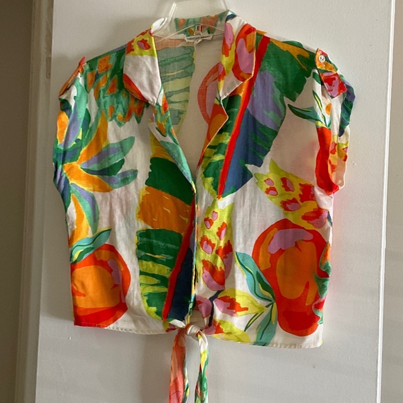 Christian Siriano Tops - Christian Siriano Colorful Floral Tie-Front Blouse